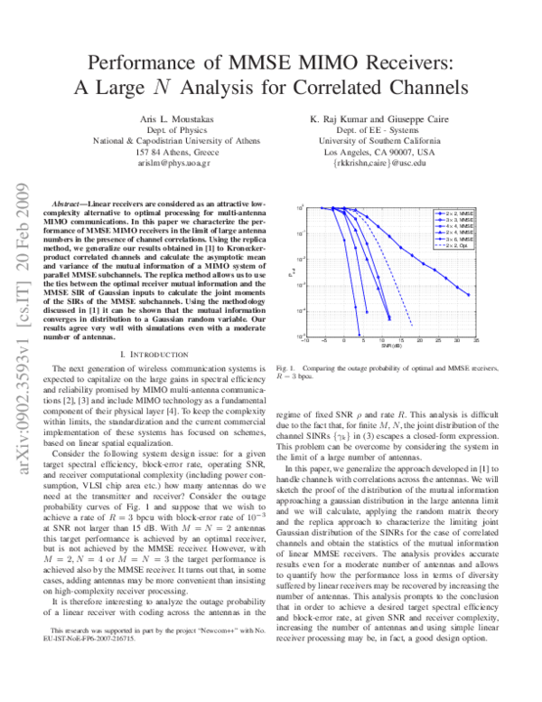 (PDF) Performance of MMSE MIMO receivers: A large N analysis for ...