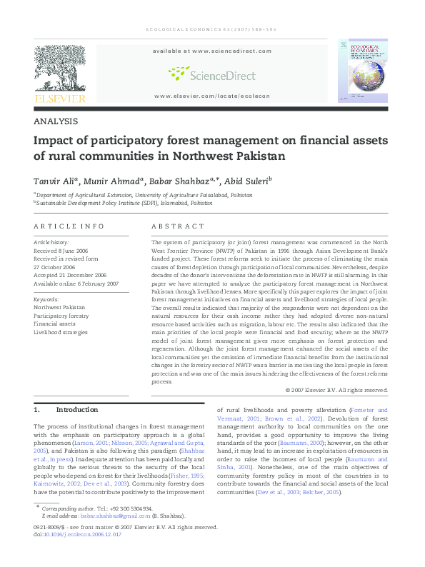 (PDF) Impact of Participatory Forest Management on Financial Assets of ...