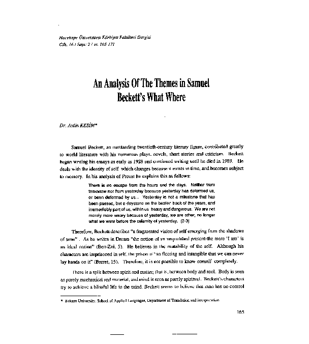 Beckett analysis essay image
