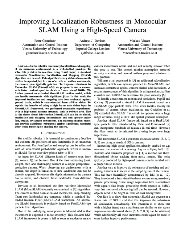(PDF) Improving localization robustness in monocular SLAM using a high ...