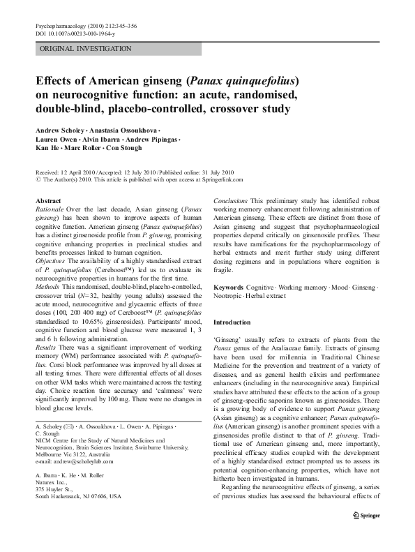 (PDF) Effects of American ginseng (Panax quinquefolius) on ...