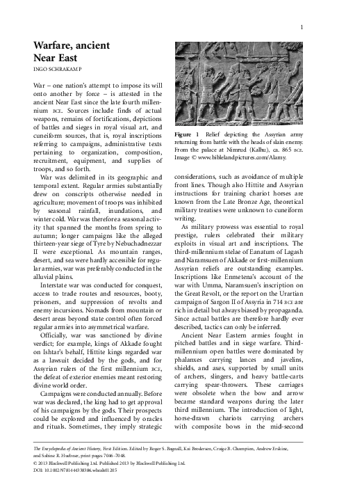 Warfare, ancient Near East, in R. Bagnall et al. (Hg.), The ...