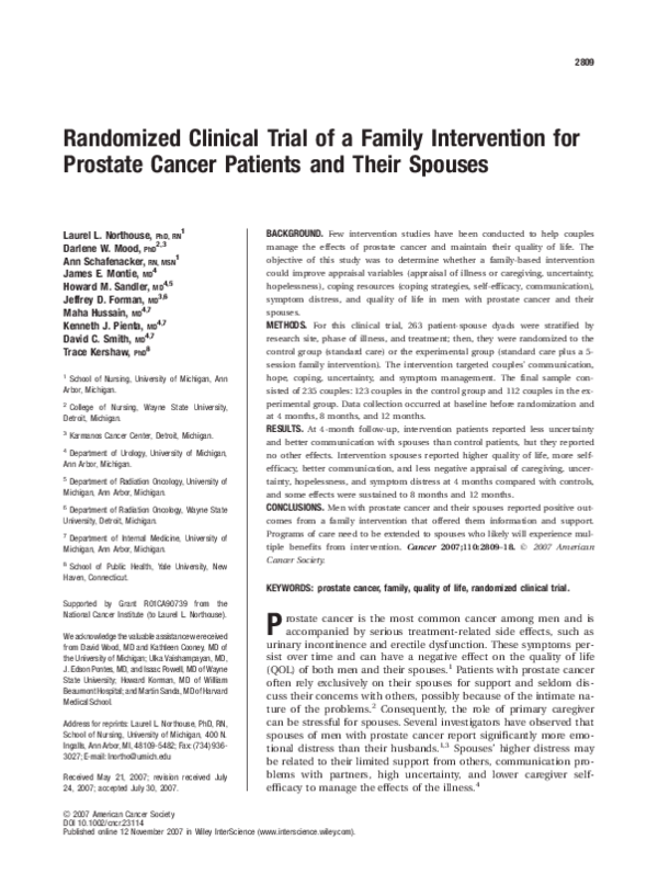 (PDF) Randomized clinical trial of a family intervention for prostate ...