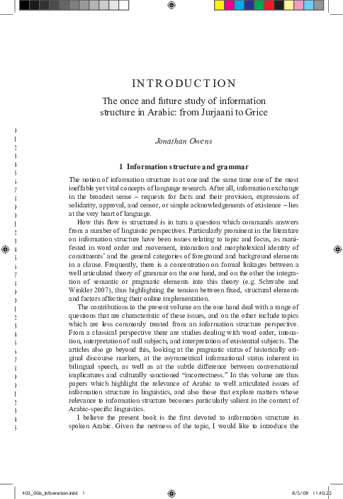 (PDF) Introduction: the once and future study of information structure ...