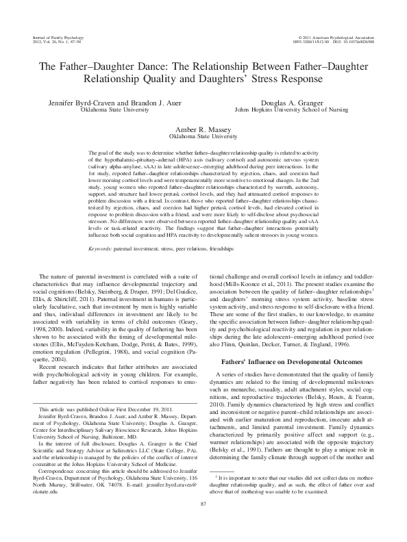 Pdf The Father Daughter Dance The Relationship Between Father