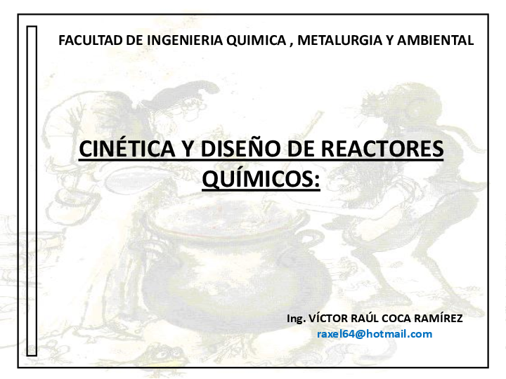 (PDF) CINÉTICA Y DISEÑO DE REACTORES QUÍMICOS