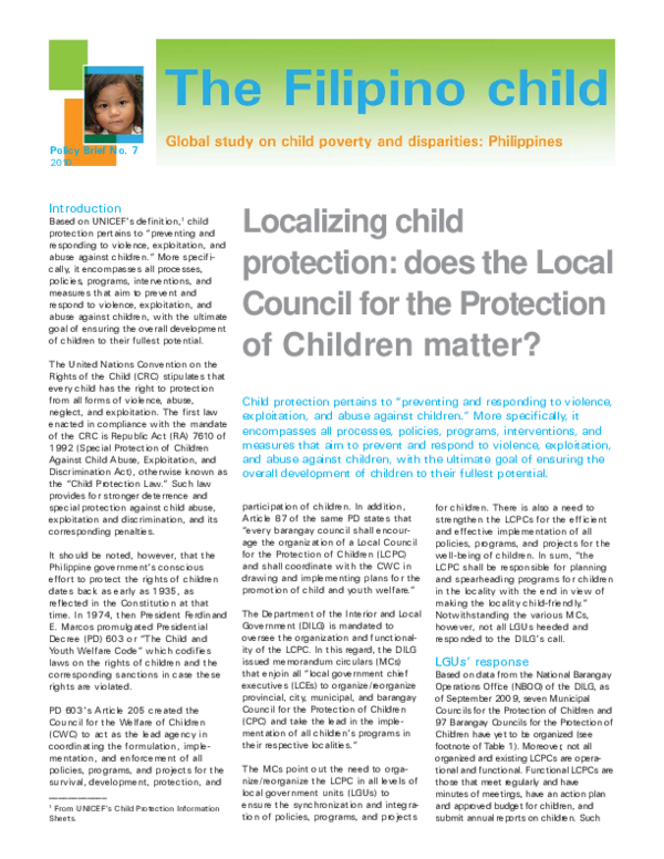 (PDF) Policy Brief Localizing Child Protection Does the Local Council