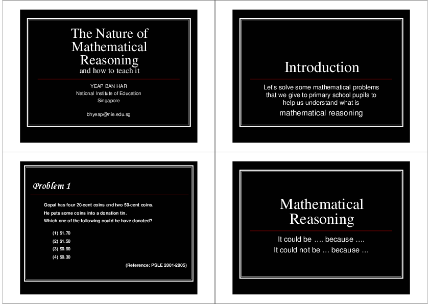 The Nature Of Mathematical Reasoning