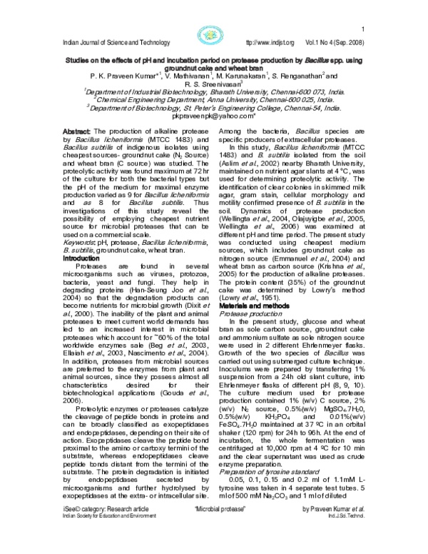 (PDF) Studies on the effects of pH and incubation period on protease ...