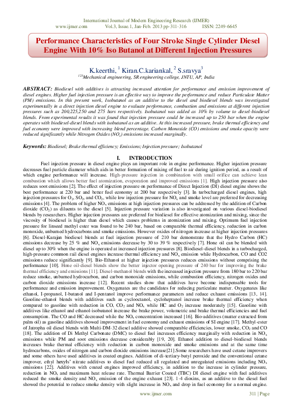 (PDF) Performance Characteristics of Four Stroke Single Cylinder Diesel ...