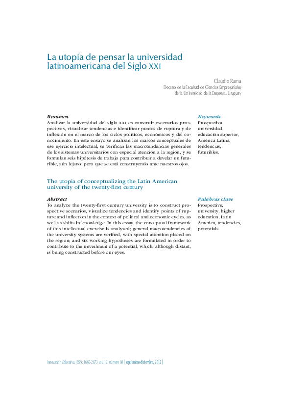 (PDF) La utopía de pensar la universidad latinoamericana en el siglo XXI
