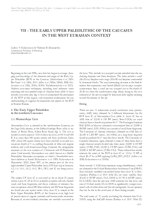 Le Paléolithique ancien de l’Europe orientale et du Caucase