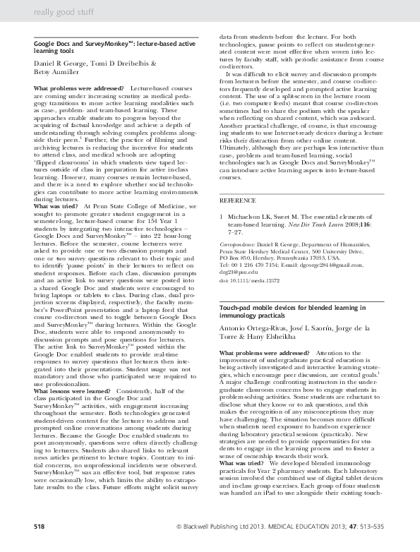 (PDF) Touch-pad mobile devices for blended learning in immunology ...