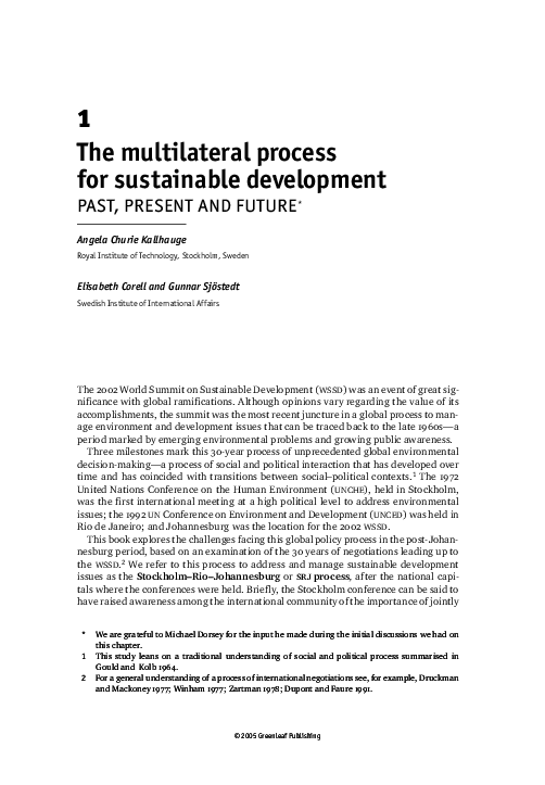 (PDF) 1 The multilateral process for sustainable development past ...