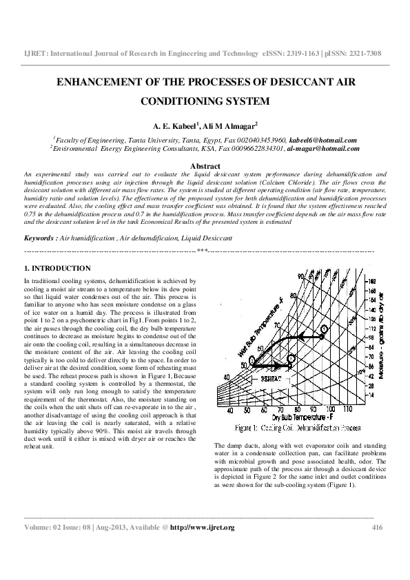 (PDF) ENHANCEMENT OF THE PROCESSES OF DESICCANT AIR CONDITIONING SYSTEM