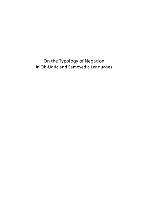 (PDF) On the Typology of Negation in Ob-Ugric and Samoyedic Languages