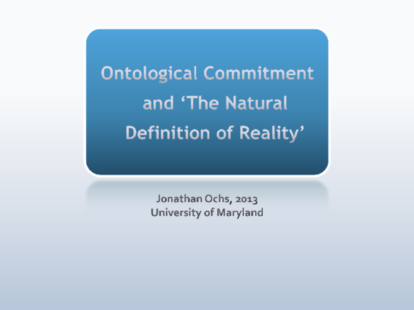(PPT) Ontological Commitment and The Natural Definition of Reality