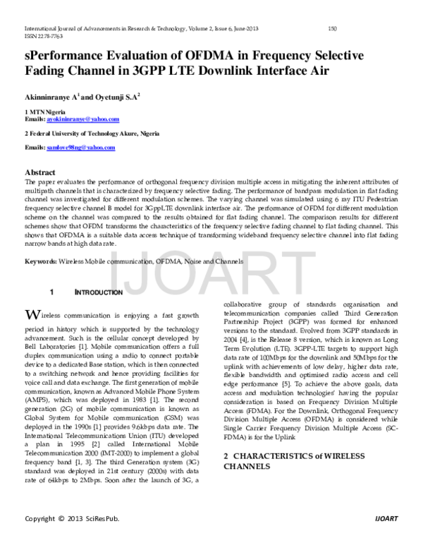 (PDF) Performance Evaluation of OFDMA in Frequency Selective Fading ...