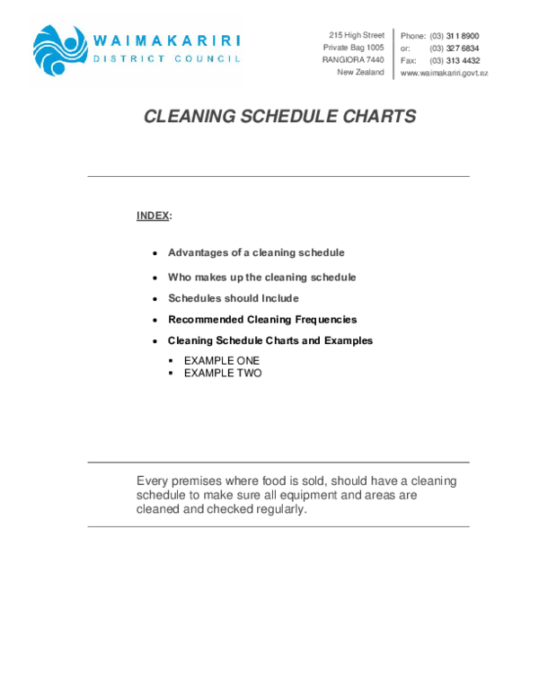 (PDF) Phone CLEANING SCHEDULE CHARTS INDEX Advantages of a cleaning