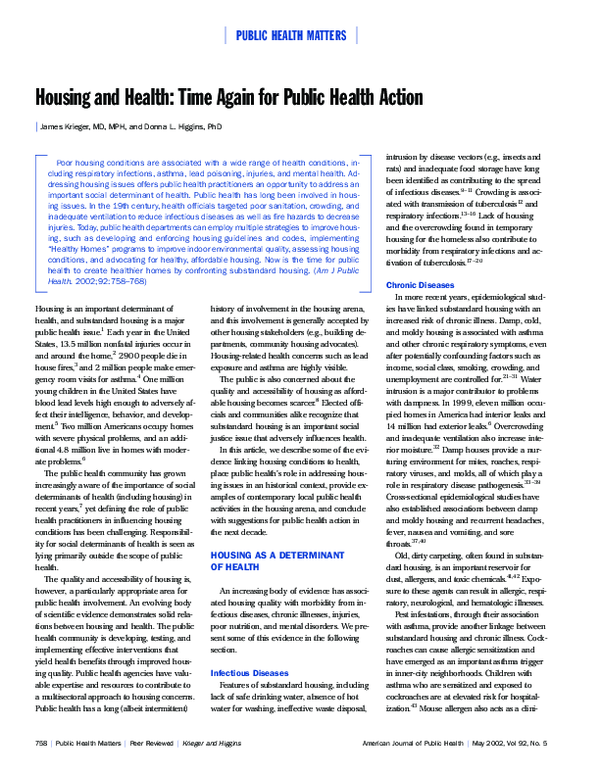 (PDF) Housing and health: time again for public health action