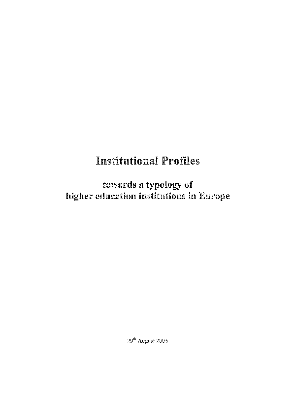 (PDF) Institutional profiles-Towards a typology of higher education ...