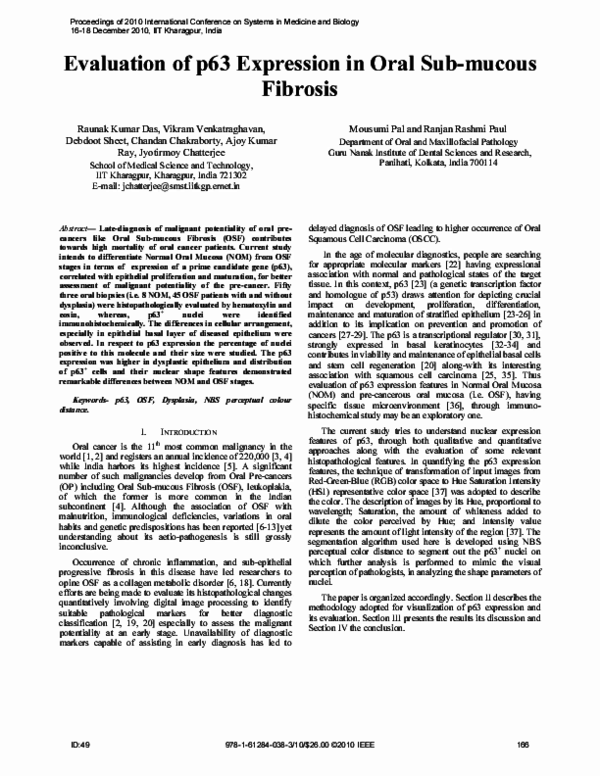 (PDF) Evaluation of p63 expression in Oral Sub-mucous Fibrosis
