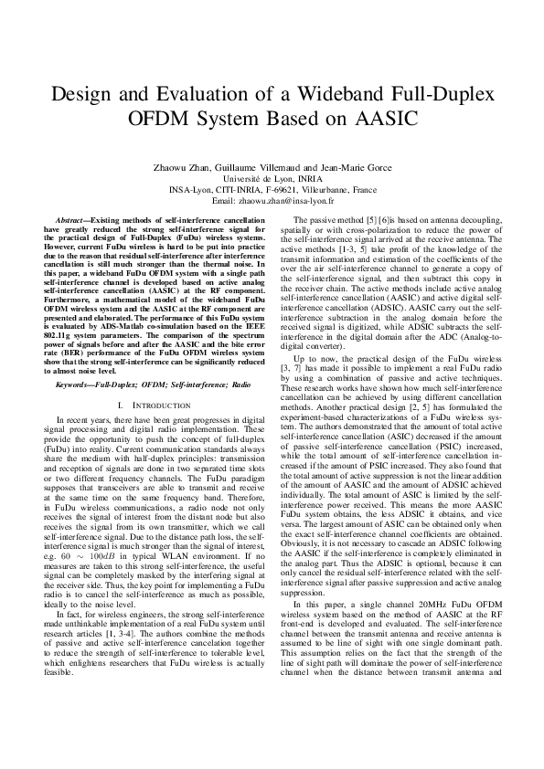 (PDF) Design and Evaluation of a Wideband Full-Duplex OFDM System Based ...