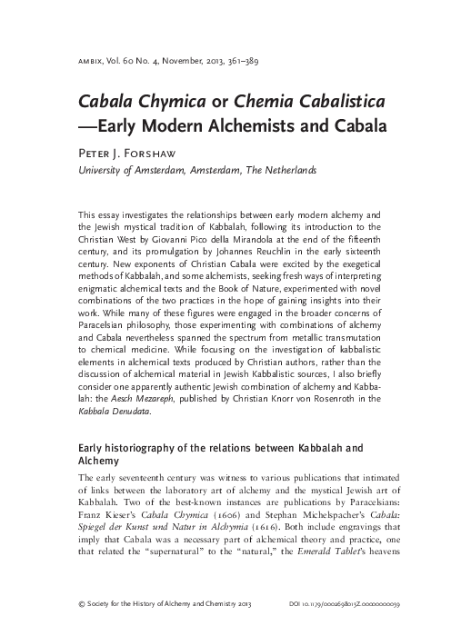 Pdf Cabala Chymica Or Chemia Cabalistica Early Modern - 