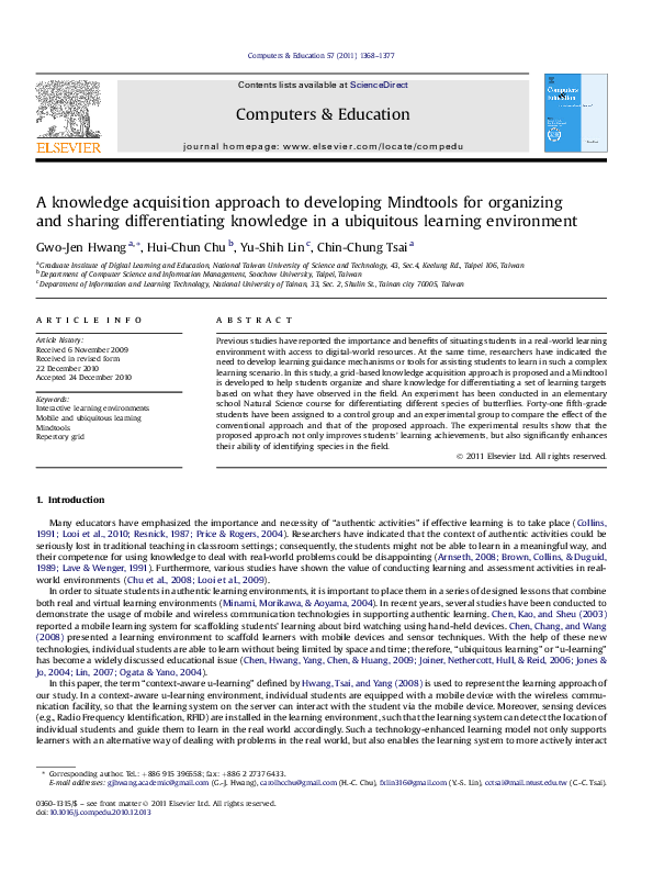 (PDF) A knowledge acquisition approach to developing Mindtools for ...