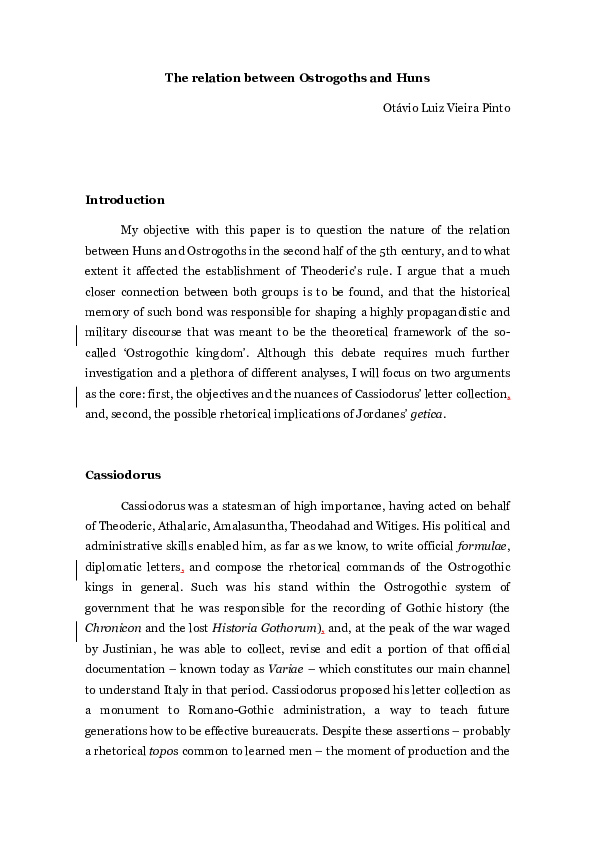 Attila, King of the Goths. A Commentary on Political and Martial Identities between Ostrogoths and Huns