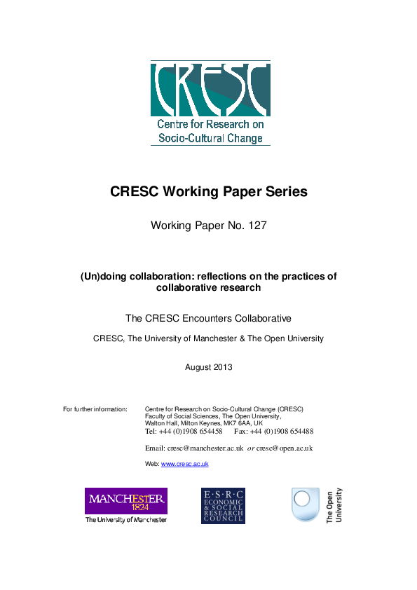 (PDF) (Un)doing collaboration: reflections on the practice of ...