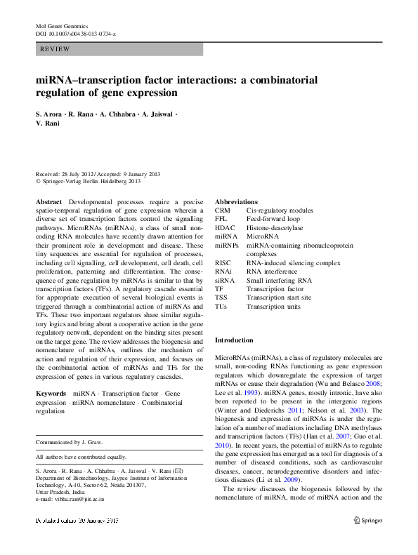 (PDF) Arora et. al., 2013 Mol. Genet. Genomics
