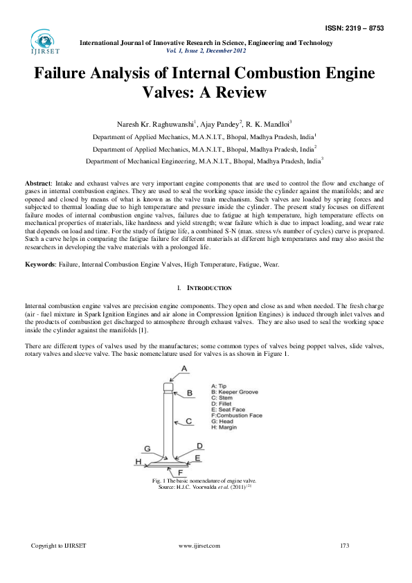 (PDF) Failure Analysis of Internal Combustion Engine Valves A Review