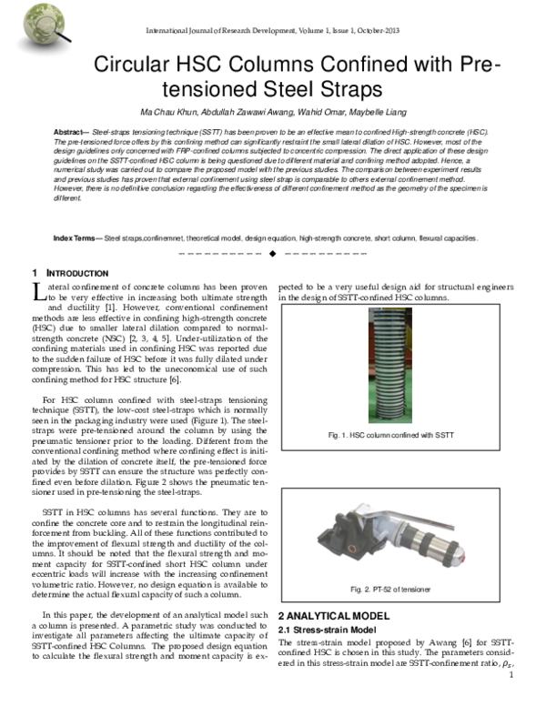 (PDF) Circular HSC Columns Confined With Pre-tensioned Steel Straps