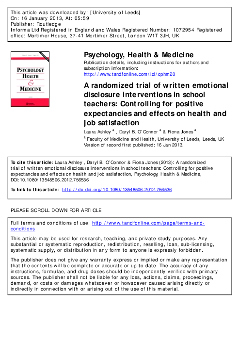 (PDF) A randomized trial of written emotional disclosure interventions ...