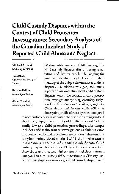 (PDF) Child custody disputes within the context of child protection ...