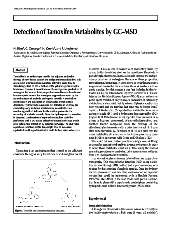 (PDF) Detection of Tamoxifen Metabolites by GC/MS