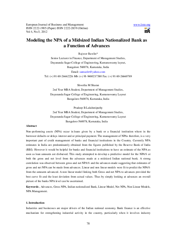 Npa management in indian banking sector image