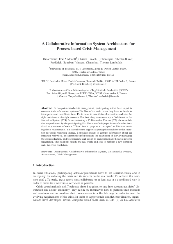 (PDF) A Collaborative Information System Architecture for Process-Based ...