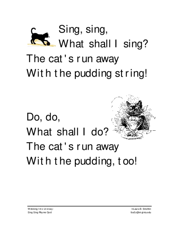 (PDF) Webbing Into Literacy: Sing Sing Rhyme Card