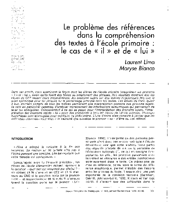 (PDF) Le problème des références dans