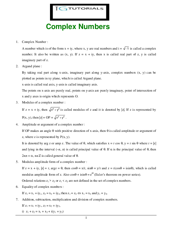 (PDF) complex-numbers