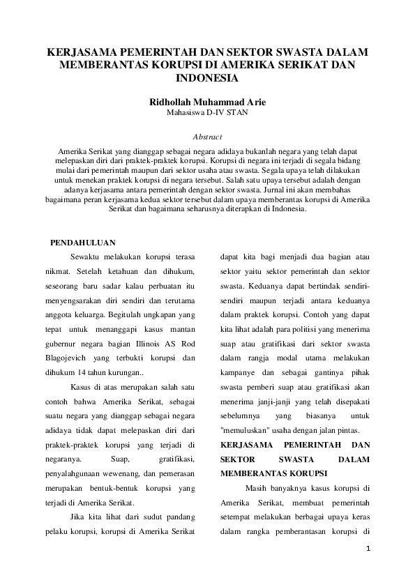 Kolaborasi Pemerintah dan Sektor Swasta dalam Pencegahan Korupsi