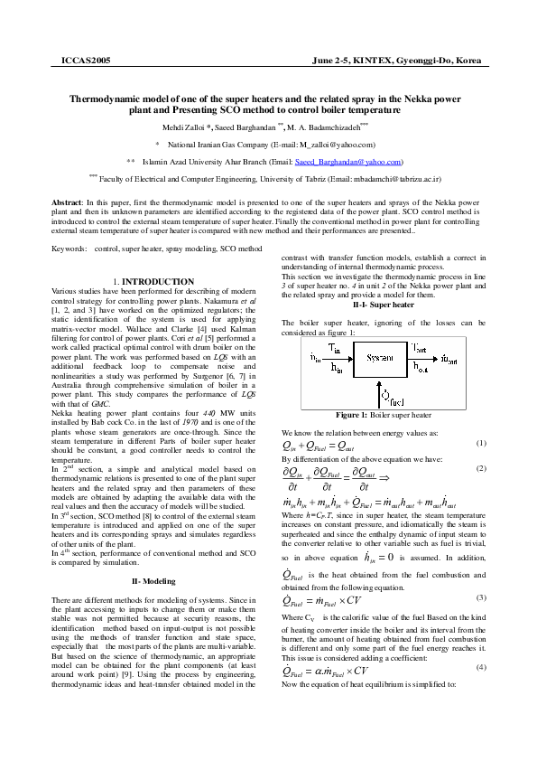 (PDF) Thermodynamic model of one of the super heaters and the related ...