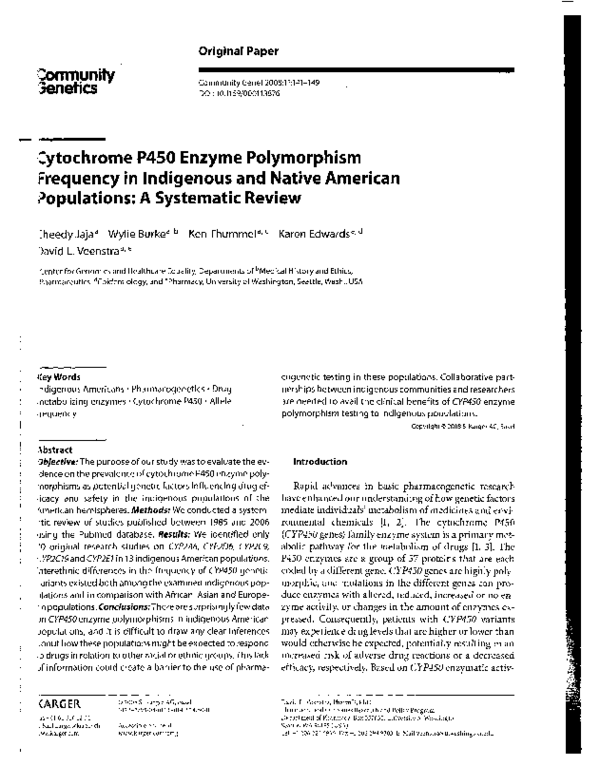 (PDF) Cytochrome p450 enzyme polymorphism frequency in indigenous and ...