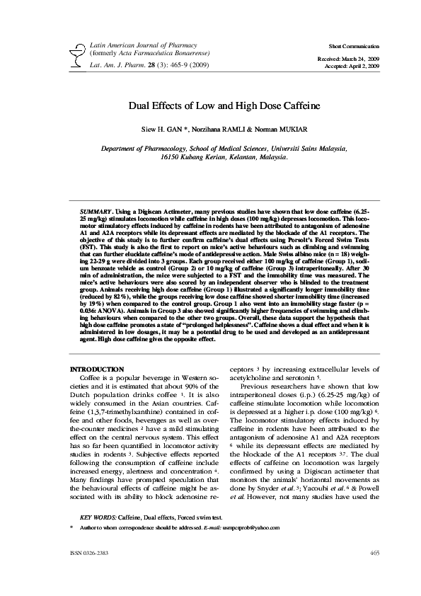 (PDF) 13 Dual (biphasic) effects of low and high dose caffeine