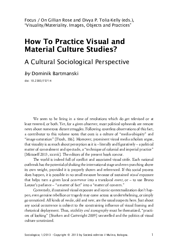 (PDF) How To Practice Visual and Material Culture Studies? A Cultural ...