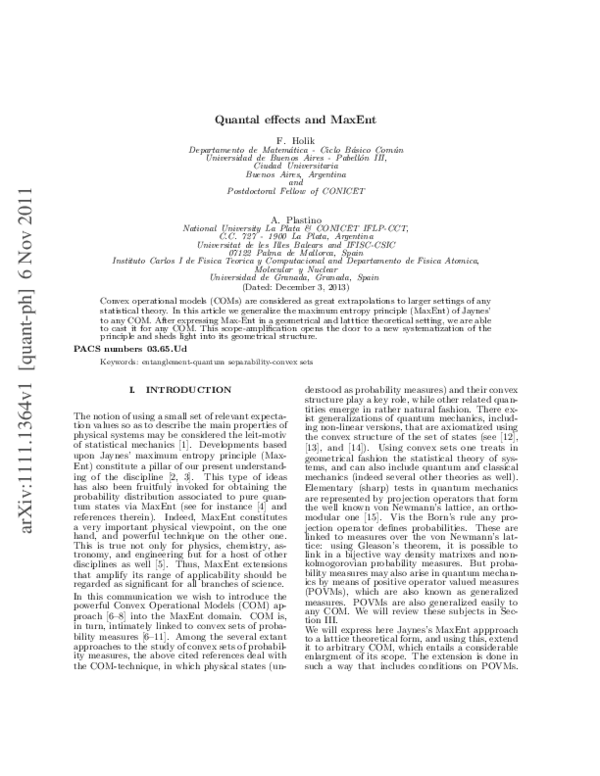 (PDF) Quantal effects and MaxEnt