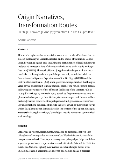 (PDF) origin narratives, transformation routes Origin Narratives ...