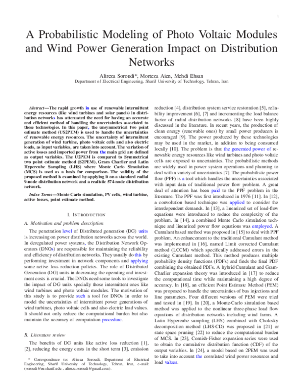 (PDF) A Probabilistic Modeling of Photo Voltaic Modules and Wind Power ...